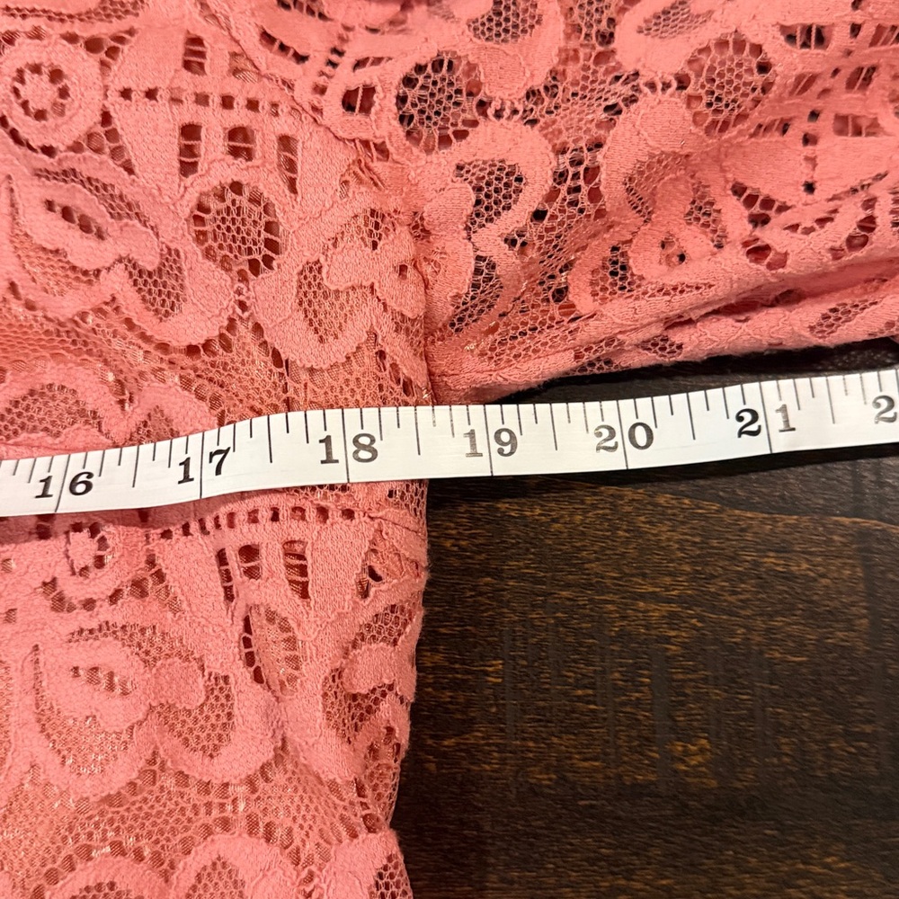 NWT Alfani Blush Pink Floral Lace Midi Dress Bell Sleeve Medium - Picture 6 of 8